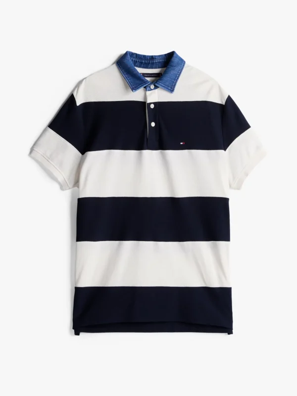 Tommy Hilfiger Relaxed Fit Poloshirt mit Rugby-Streifen IVORY PETAL / DESERT SKY Cheap