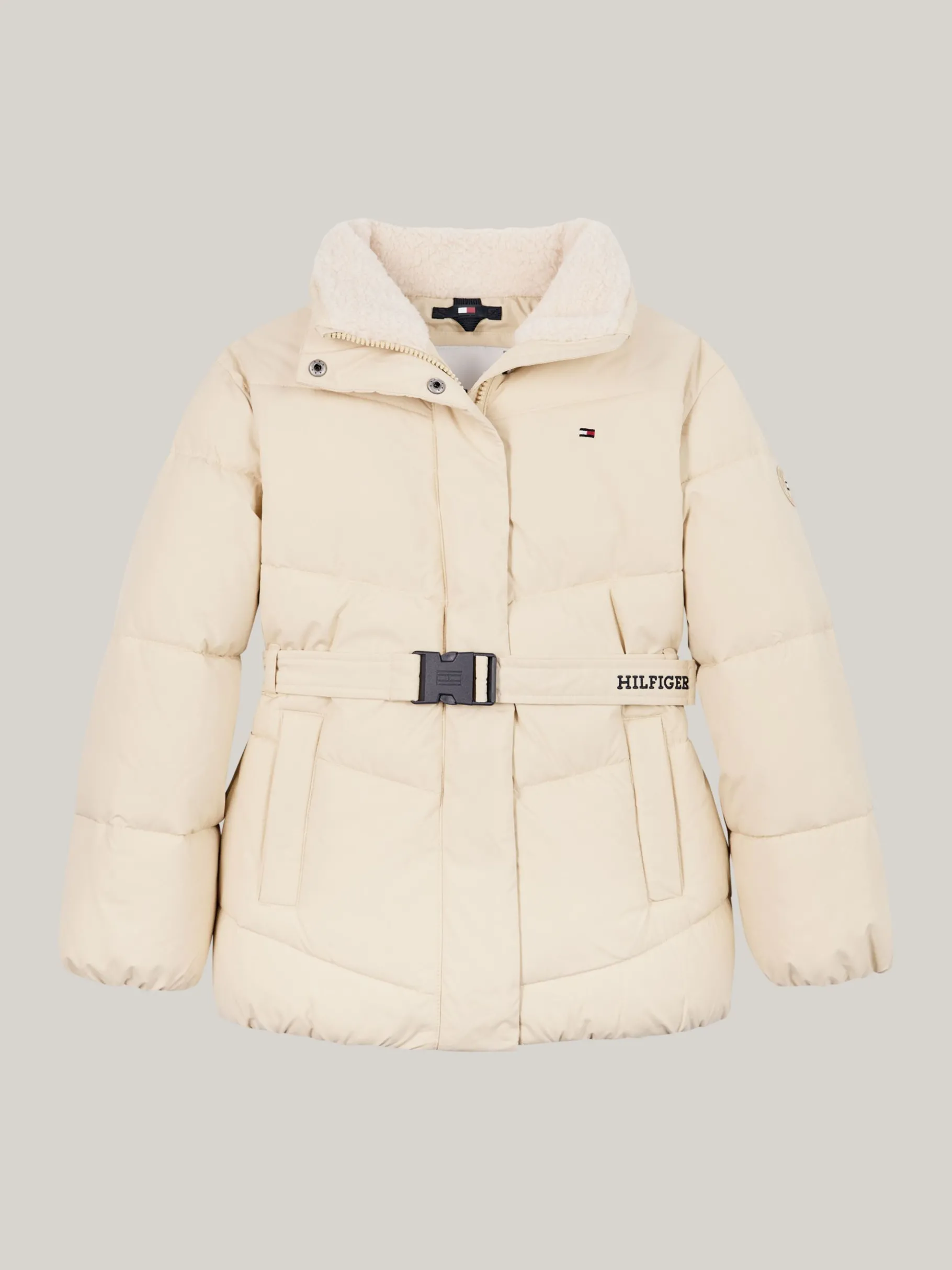 Tommy Hilfiger Relaxed Fit Puffer-Jacke mit Teddy-Fleece COUNTRY IVORY Best Sale