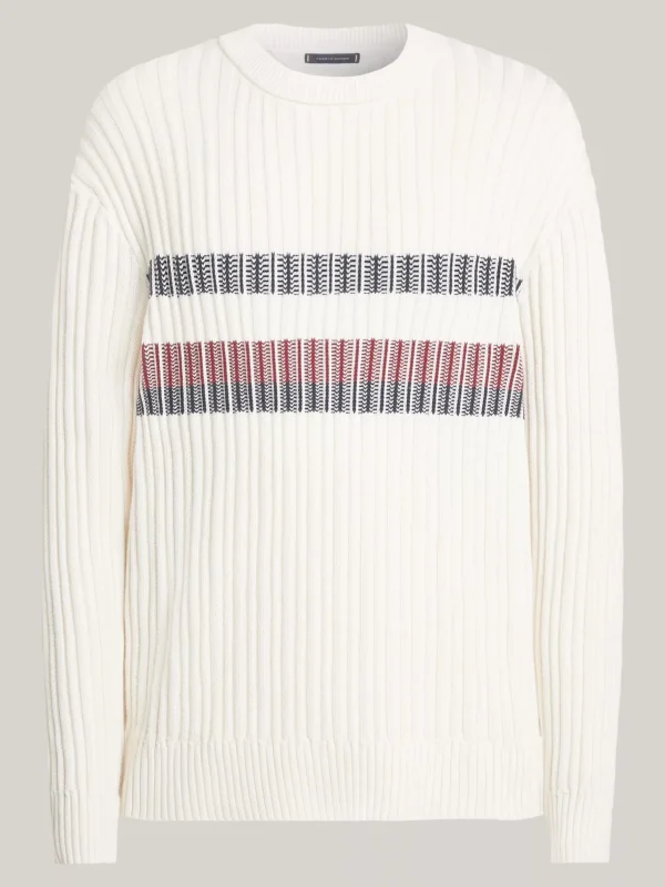Tommy Hilfiger Relaxed Fit Pullover aus grobem Rippstrick IVORY New