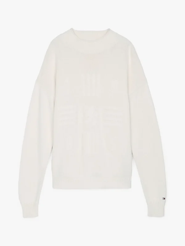 Tommy Hilfiger Relaxed Fit Pullover mit Patentmuster IVORY PETAL Sale