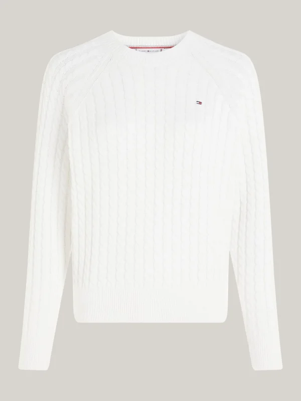 Tommy Hilfiger Relaxed Fit Pullover mit Mini-Zopfstrickmuster ECRU Discount