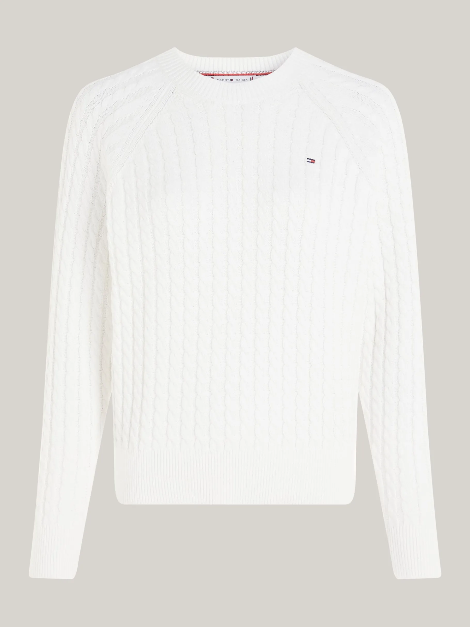 Tommy Hilfiger Relaxed Fit Pullover mit Mini-Zopfstrickmuster ECRU Discount