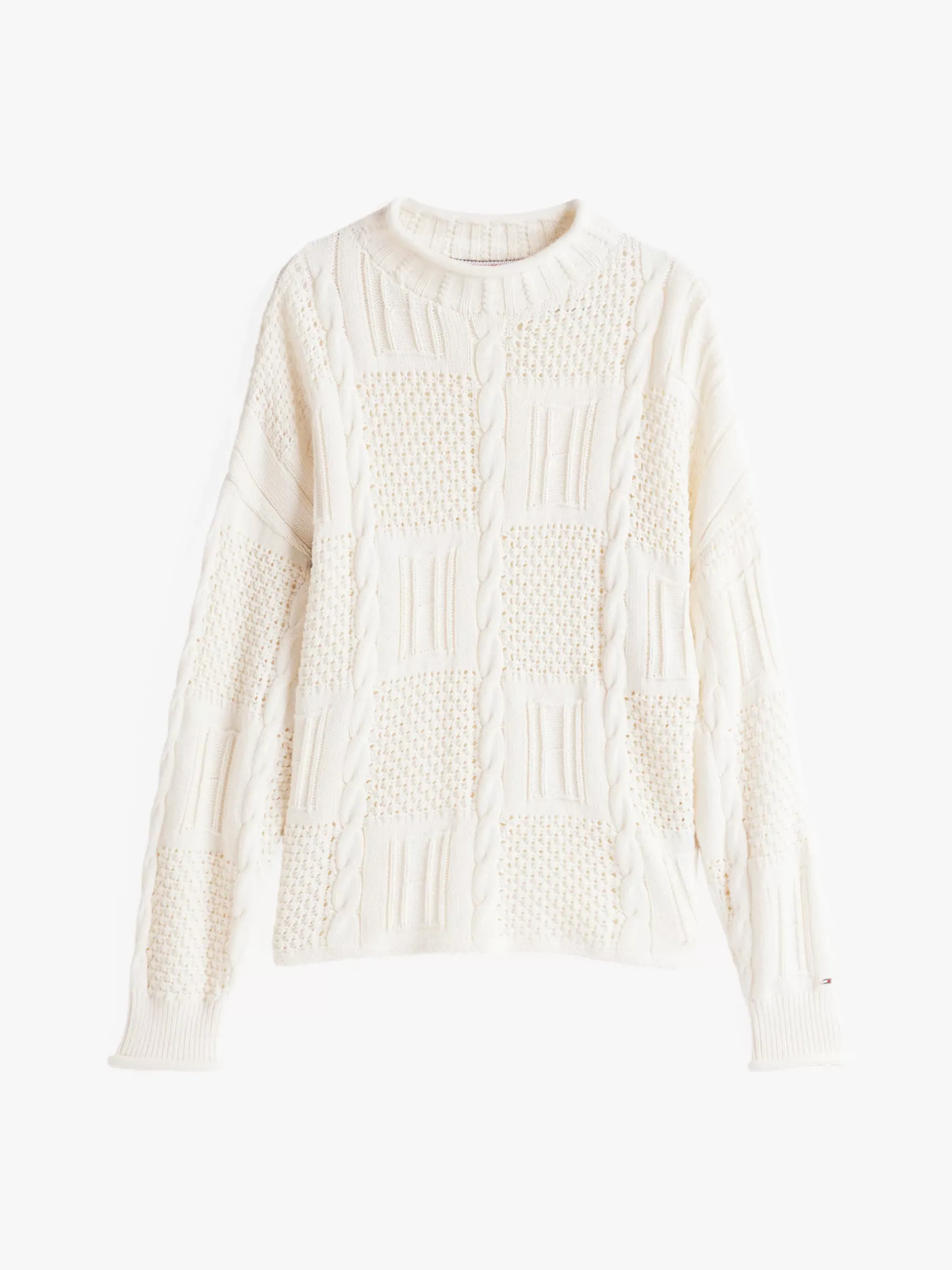 Tommy Hilfiger Relaxed Fit Pullover mit Strukturstrick IVORY PETAL Clearance