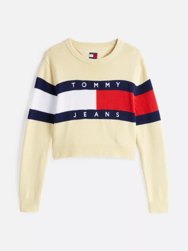 Tommy Hilfiger Relaxed Fit Pullover mit Color Block-Design CUSTARD CREAM Outlet