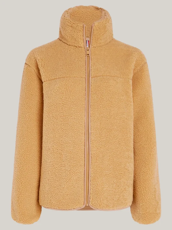 Tommy Hilfiger Relaxed Fit Reißverschlussjacke aus Teddy-Fleece CLASSIC KHAKI Hot