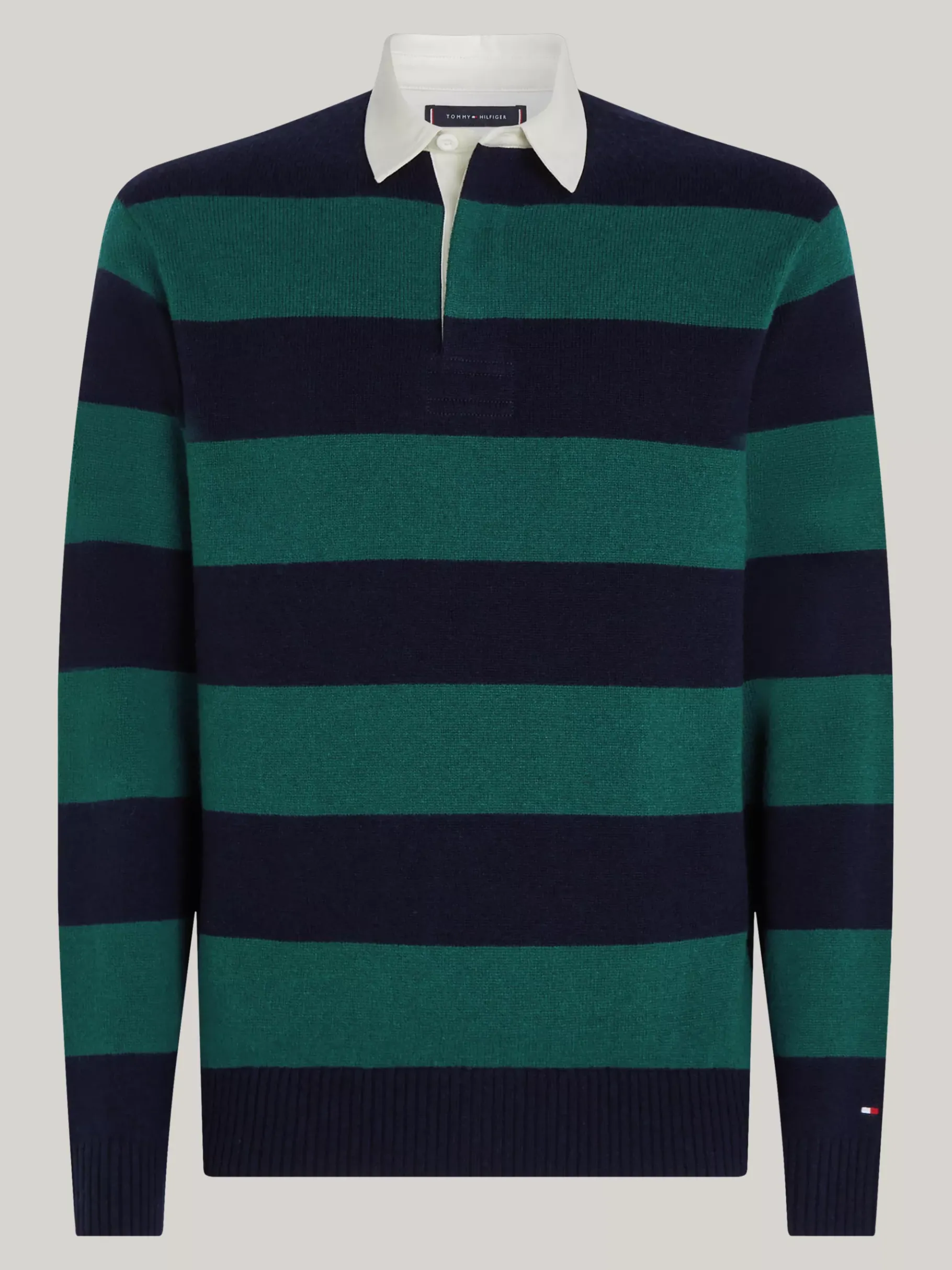 Tommy Hilfiger Relaxed Fit Rugby-Hemd aus reiner Wolle ORNAMENTAL GREEN HTR / DESERT SKY Sale