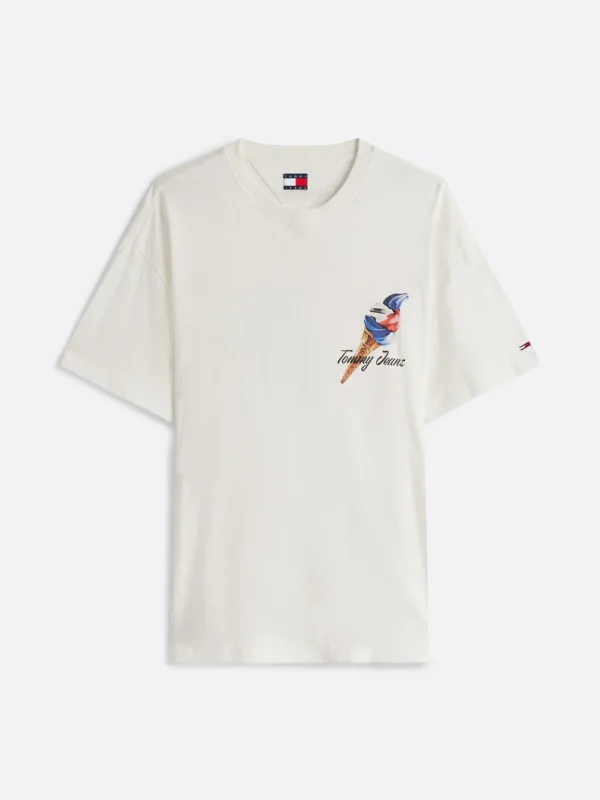 Tommy Hilfiger Relaxed Fit T-Shirt mit Rückenlogo ECRU Sale
