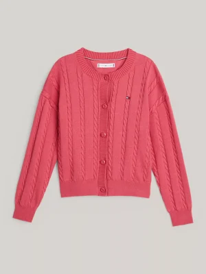 Tommy Hilfiger Relaxed Fit Zopfstrick-Cardigan HERITAGE PINK Sale