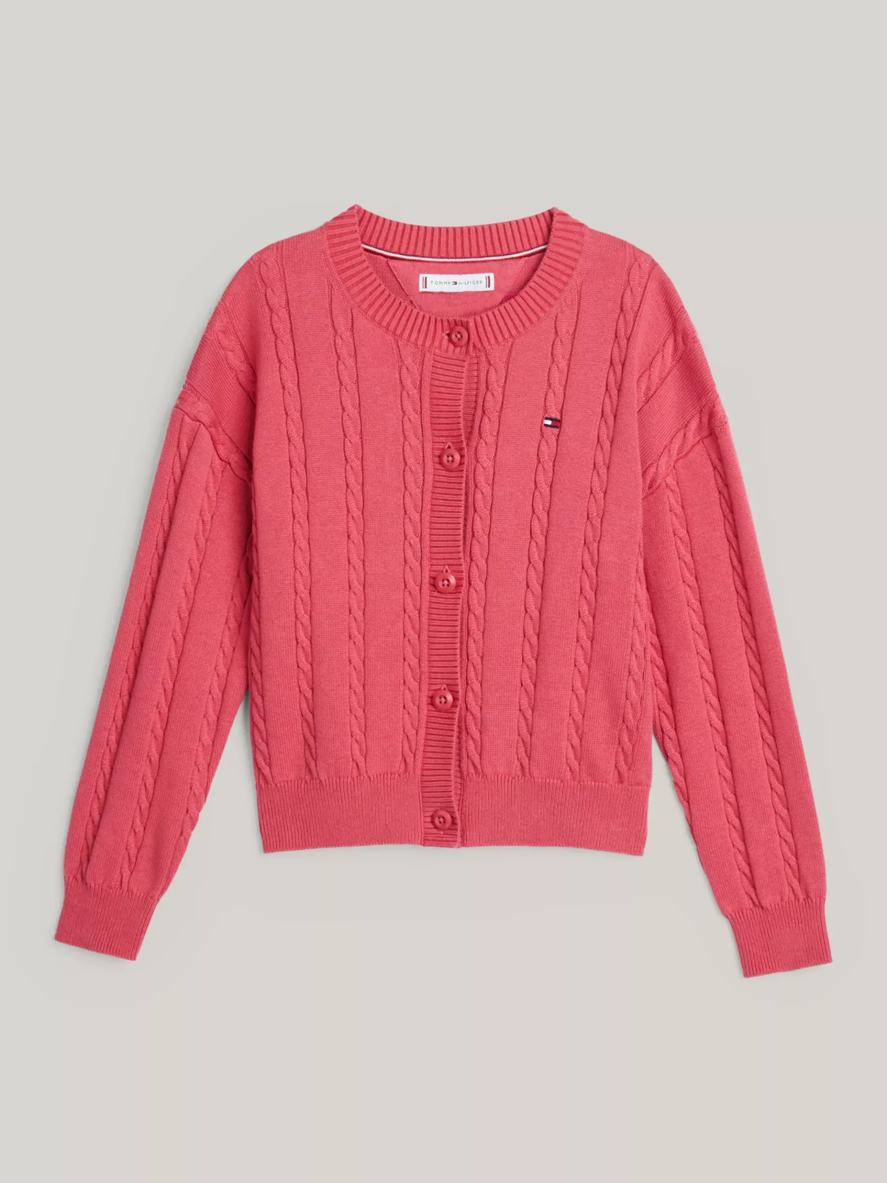 Tommy Hilfiger Relaxed Fit Zopfstrick-Cardigan HERITAGE PINK Sale