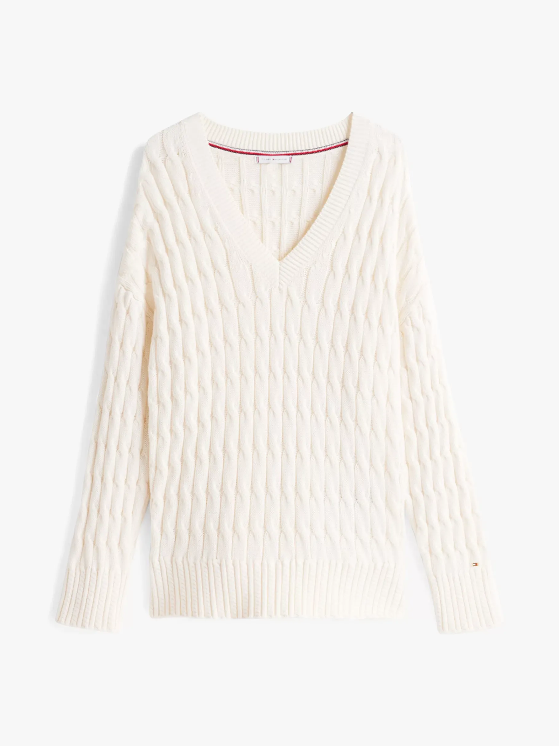 Tommy Hilfiger Relaxed Fit Zopfstrick-Pullover IVORY PETAL Outlet