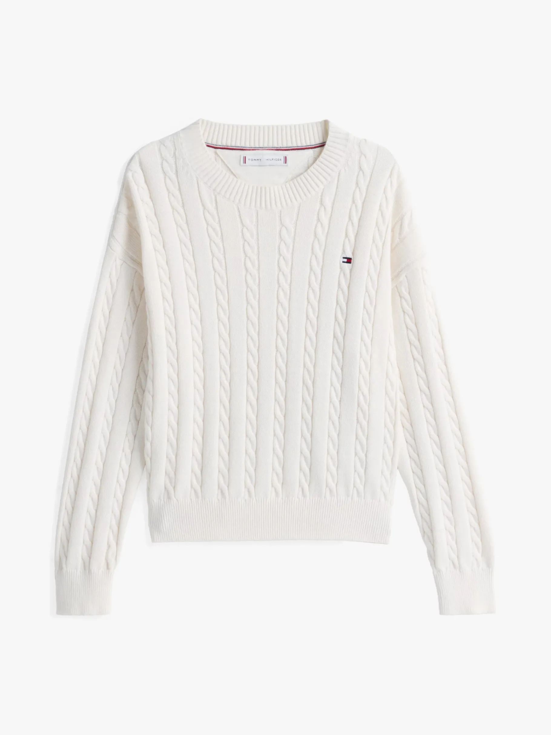 Tommy Hilfiger Relaxed Fit Zopfstrick-Pullover IVORY PETAL Outlet