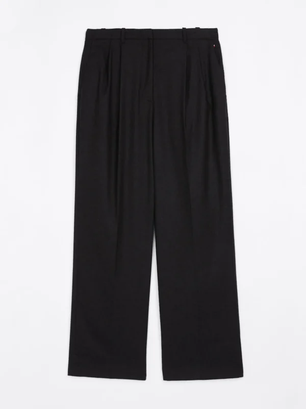 Tommy Hilfiger Relaxed Straight Leg Fit Hose aus Wollmix BLACK HEATHER Online