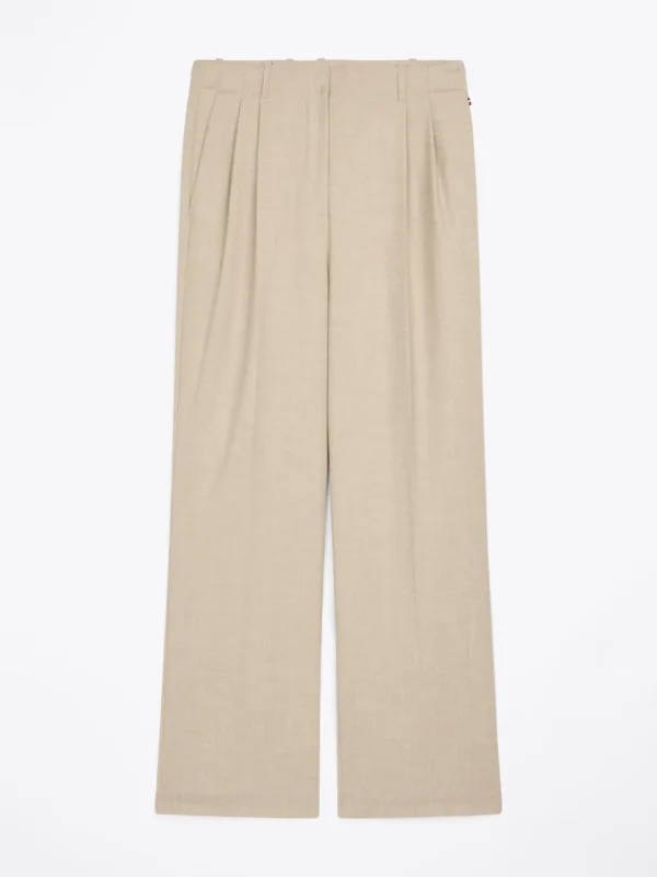 Tommy Hilfiger Relaxed Straight Leg Fit Hose aus Wollmix CLASSIC BEIGE HEATHER Store