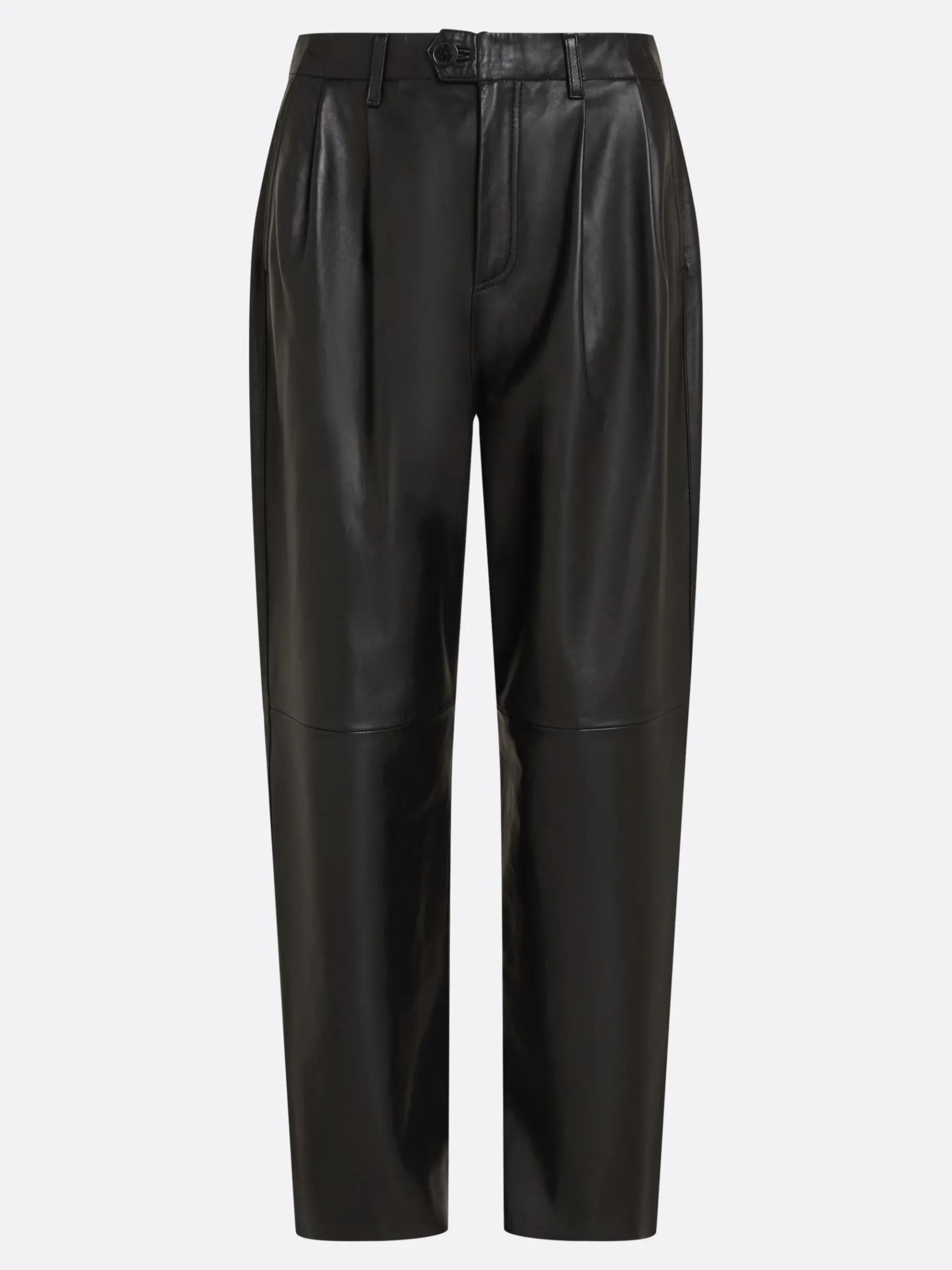 Tommy Hilfiger Relaxed Tapered Fit Lederhose mit Bundfalten BLACK Clearance