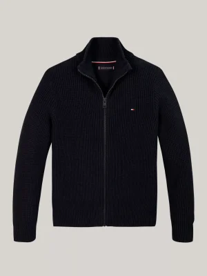 Tommy Hilfiger Rippstrick-Pulloverjacke mit Reißverschluss DESERT SKY Cheap