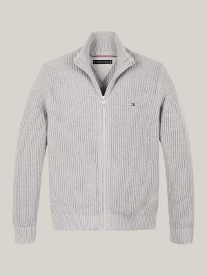 Tommy Hilfiger Rippstrick-Pulloverjacke mit Reißverschluss LIGHT GREY HEATHER Outlet