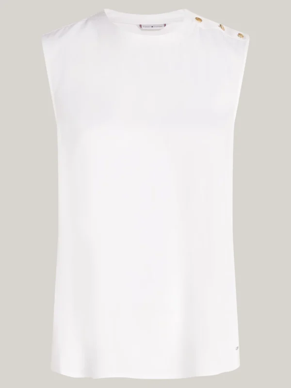 Tommy Hilfiger Ärmelloses Top mit geprägten Knöpfen ECRU Fashion