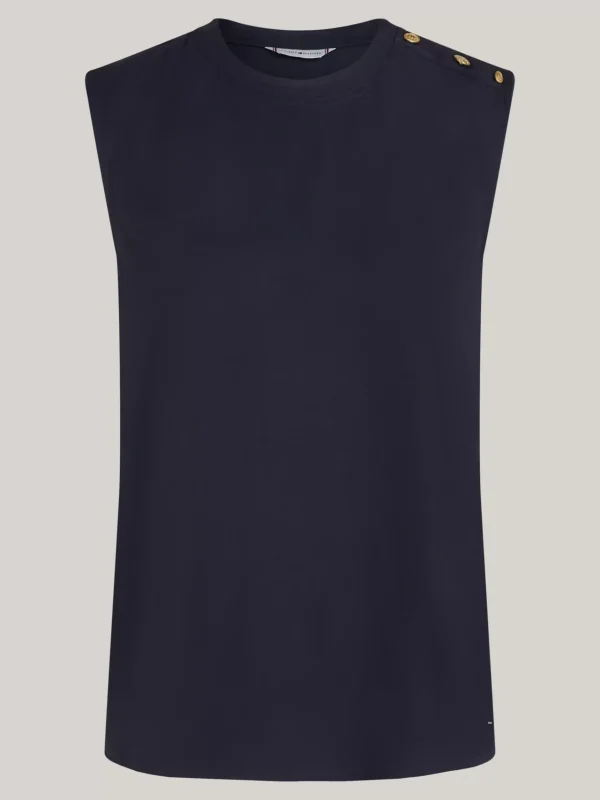 Tommy Hilfiger Ärmelloses Top mit geprägten Knöpfen DESERT SKY Discount