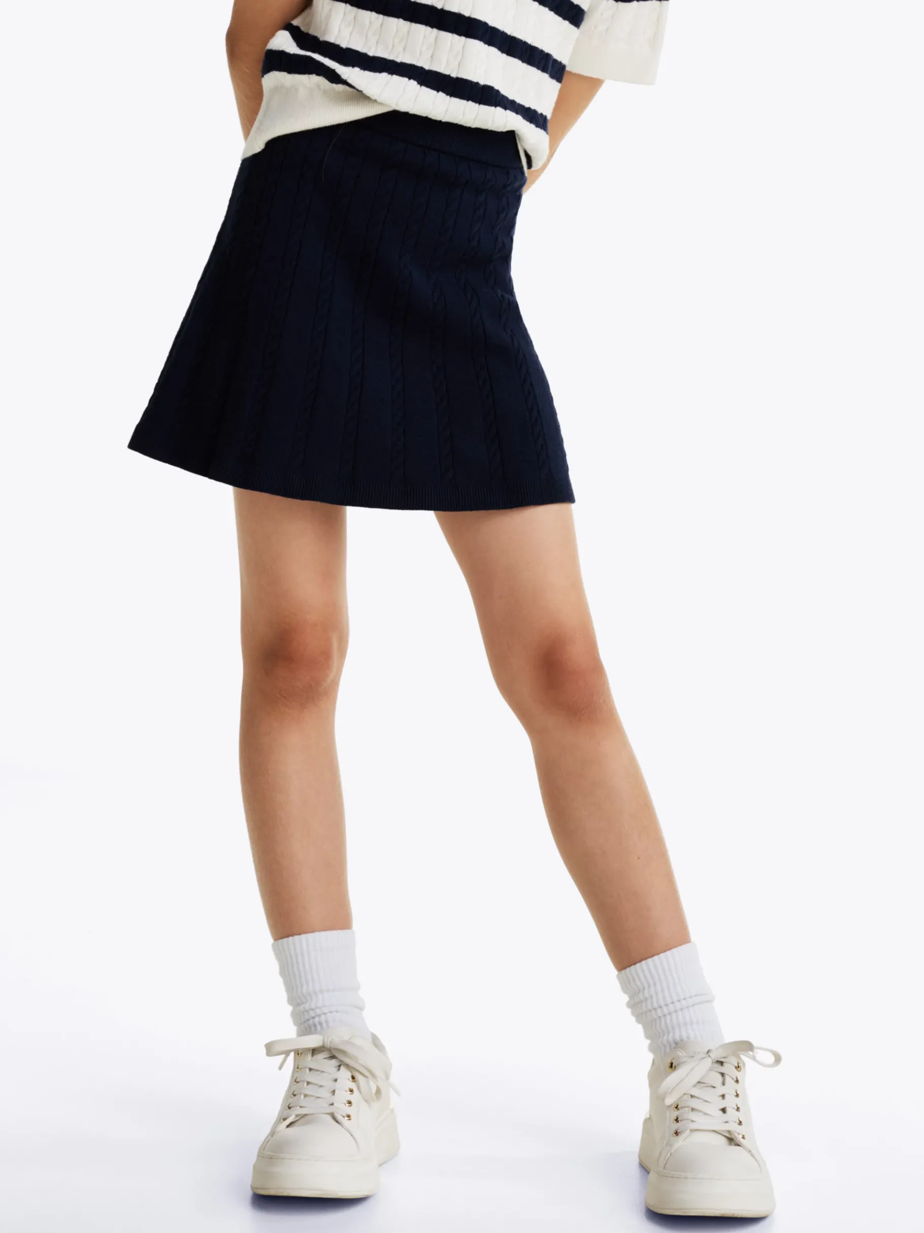 Tommy Hilfiger Rock mit Mini-Zopfmuster DARK NIGHT NAVY Discount