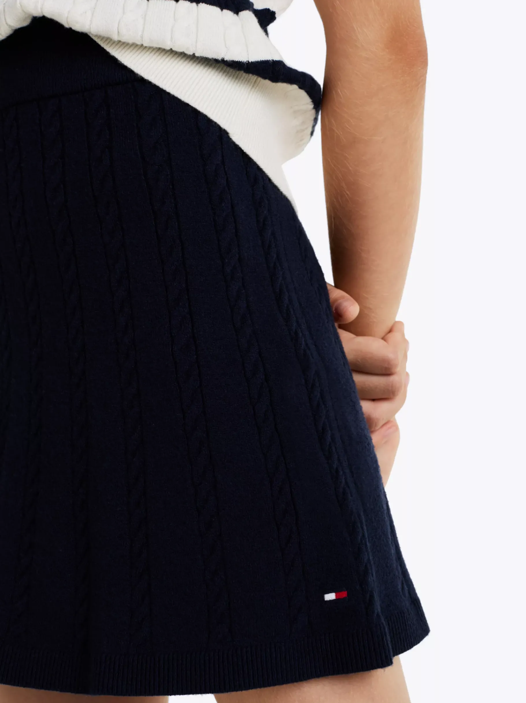 Tommy Hilfiger Rock mit Mini-Zopfmuster DARK NIGHT NAVY Discount