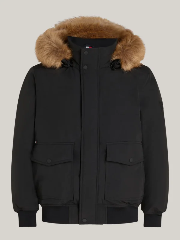 Tommy Hilfiger Rockie Daunen-Bomberjacke mit Kunstpelz BLACK Clearance