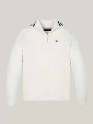 Tommy Hilfiger Rollkragenpullover mit Viertel-Reißverschluss IVORY PETAL Cheap