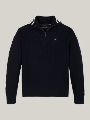 Tommy Hilfiger Rollkragenpullover mit Viertel-Reißverschluss DESERT SKY Flash Sale