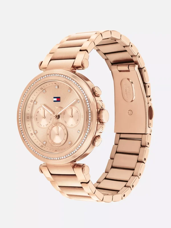 Tommy Hilfiger Rosévergoldete Edelstahluhr mit Kristallen ROSE GOLD Sale
