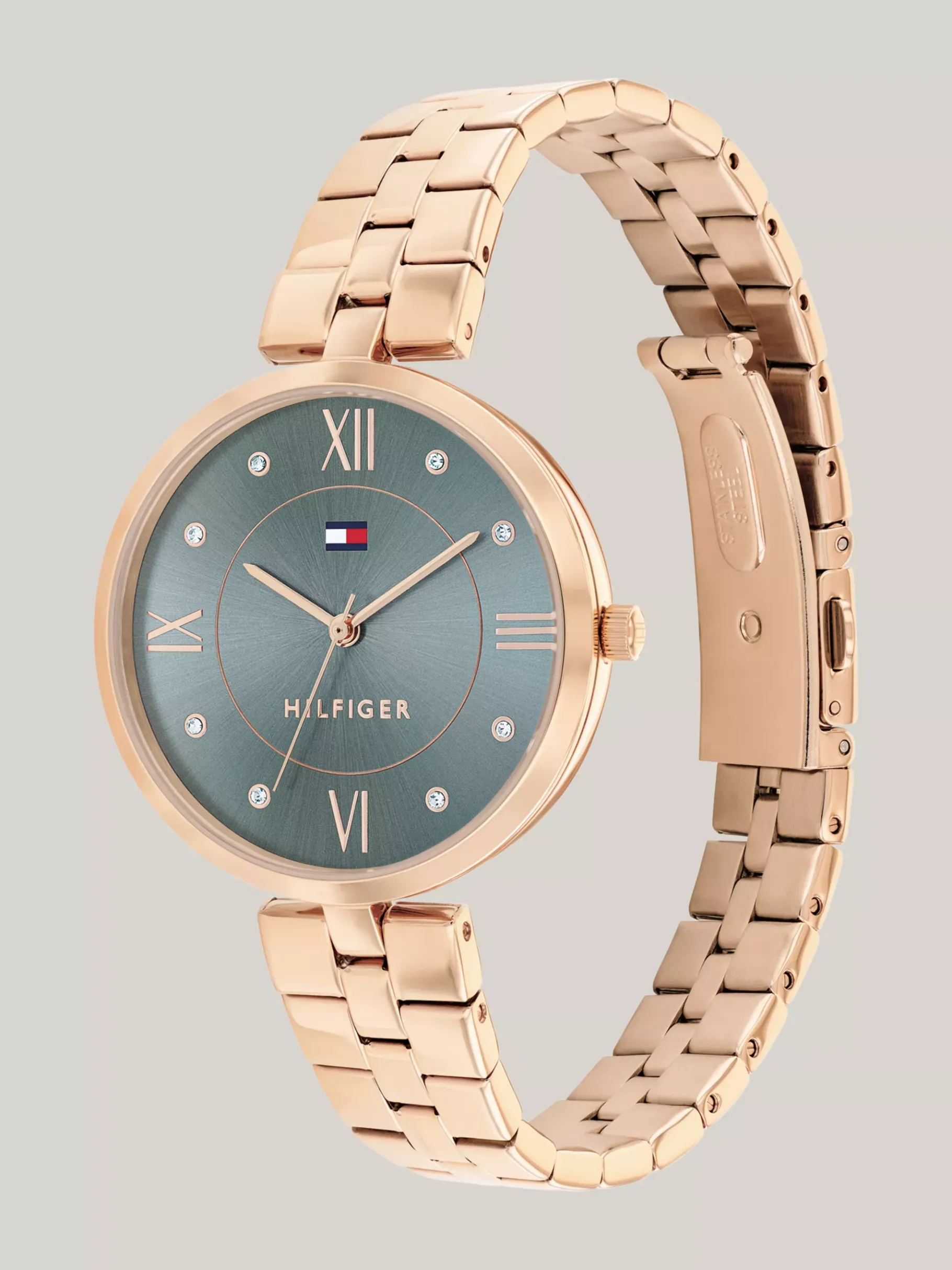 Tommy Hilfiger Rosévergoldete Uhr mit blauem Zifferblatt TWO TONE Outlet
