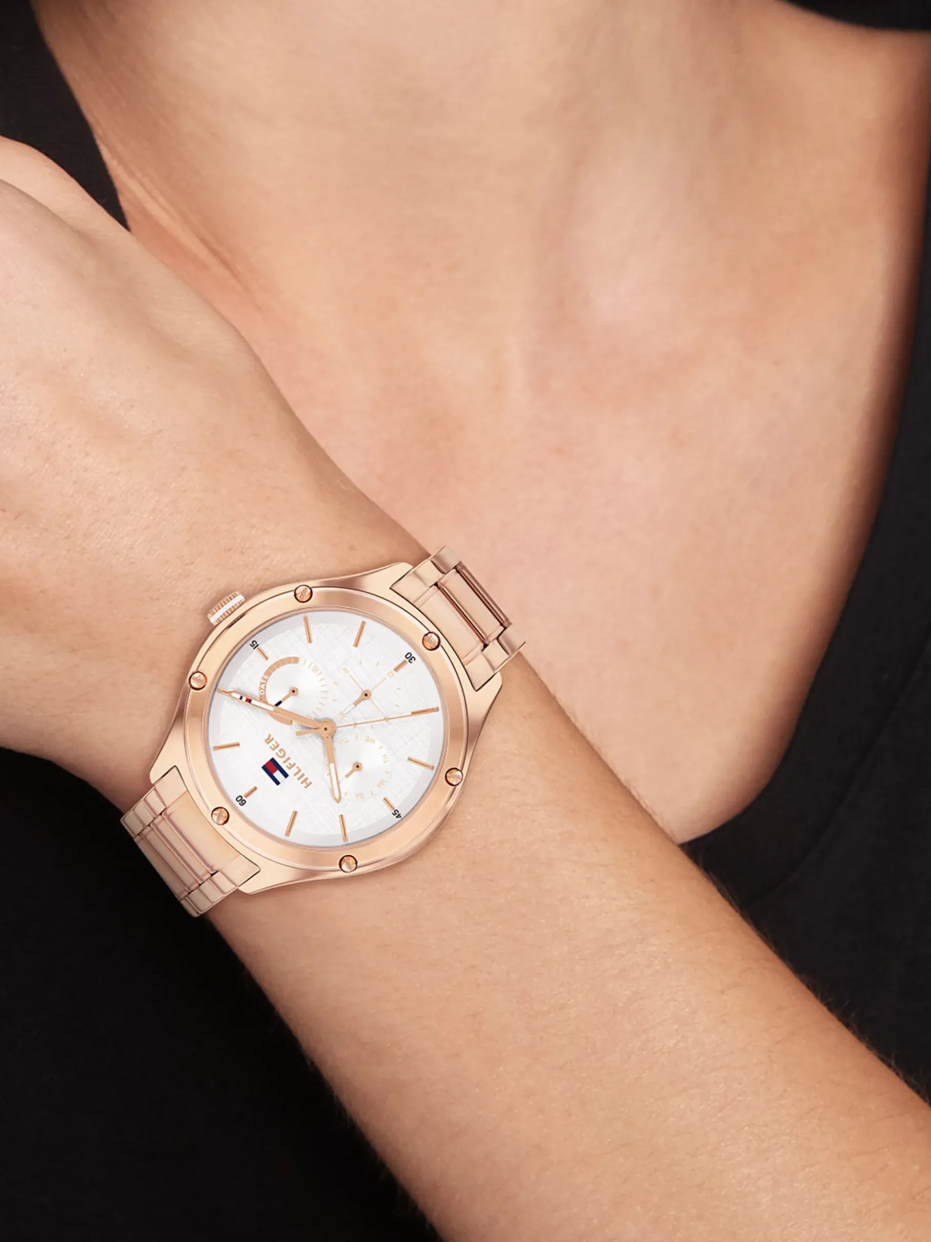Tommy Hilfiger Rosévergoldete Uhr mit silberweißem Zifferblatt ROSE GOLD Best Sale
