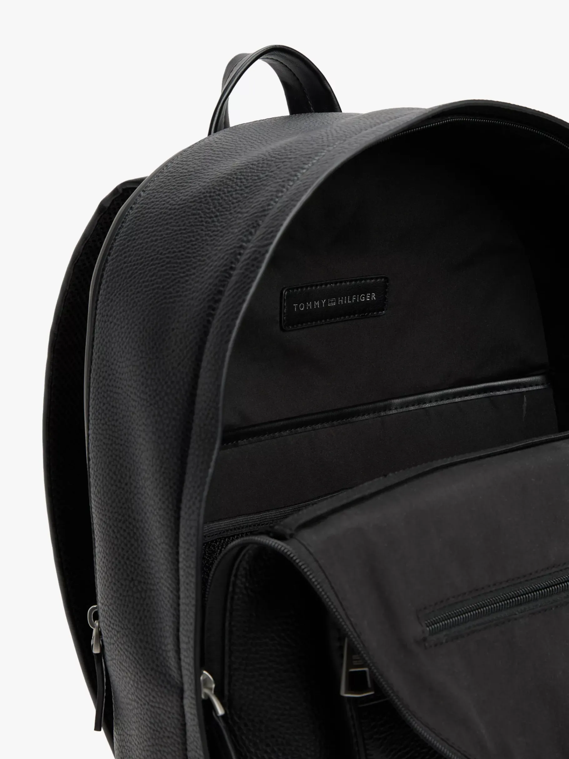 Tommy Hilfiger Rucksack aus Narbenleder mit Metall-Logo BLACK Flash Sale