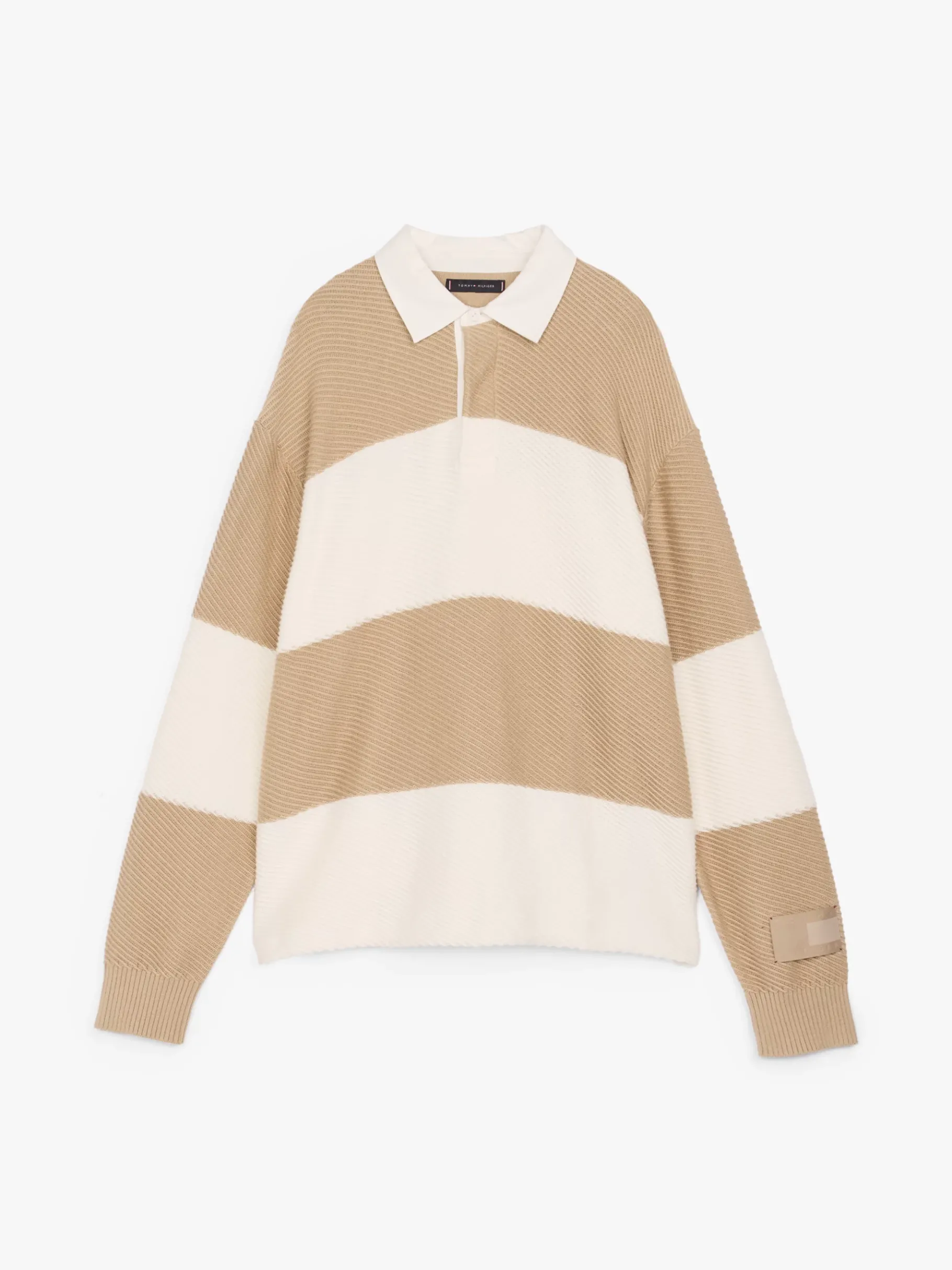 Tommy Hilfiger Rugby-Pullover mit Kaschmir SANDALWOOD/ IVORY STRIPE Hot