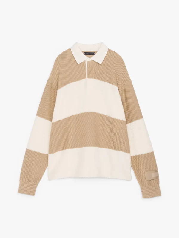 Tommy Hilfiger Rugby-Pullover mit Kaschmir SANDALWOOD/ IVORY STRIPE Hot