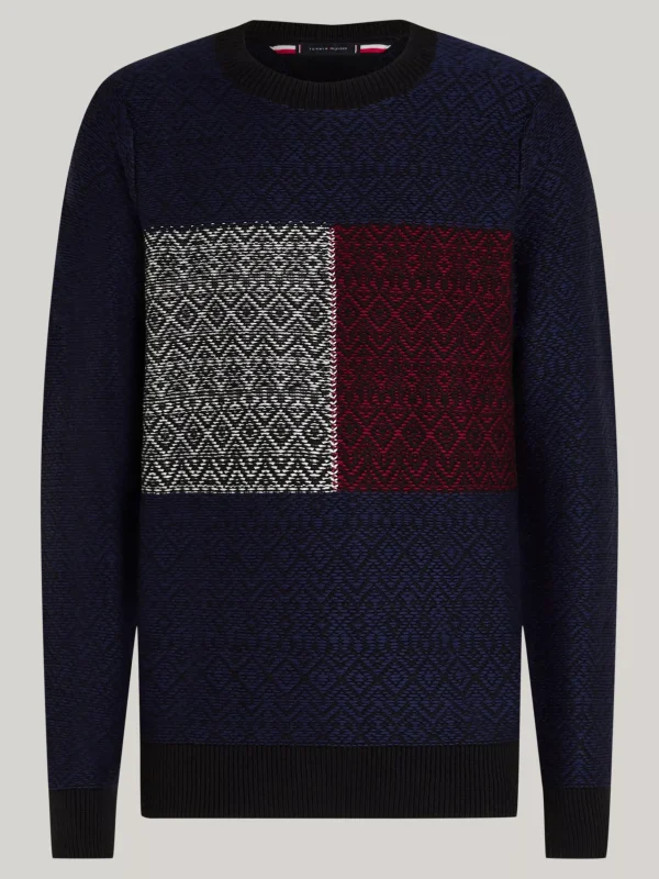 Tommy Hilfiger Rundhalspullover im Fair Isle-Design mit Flag DESERT SKY/MULTI Best Sale