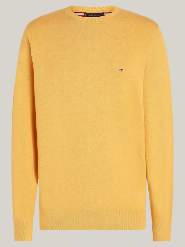 Tommy Hilfiger Rundhalspullover mit Flag CITY YELLOW HEATHER Cheap