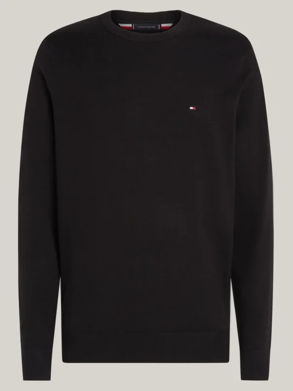 Tommy Hilfiger Rundhalspullover mit Flag BLACK Flash Sale