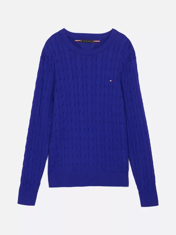 Tommy Hilfiger Rundhals-Pullover mit Zopfmuster WEDGE BLUE Outlet