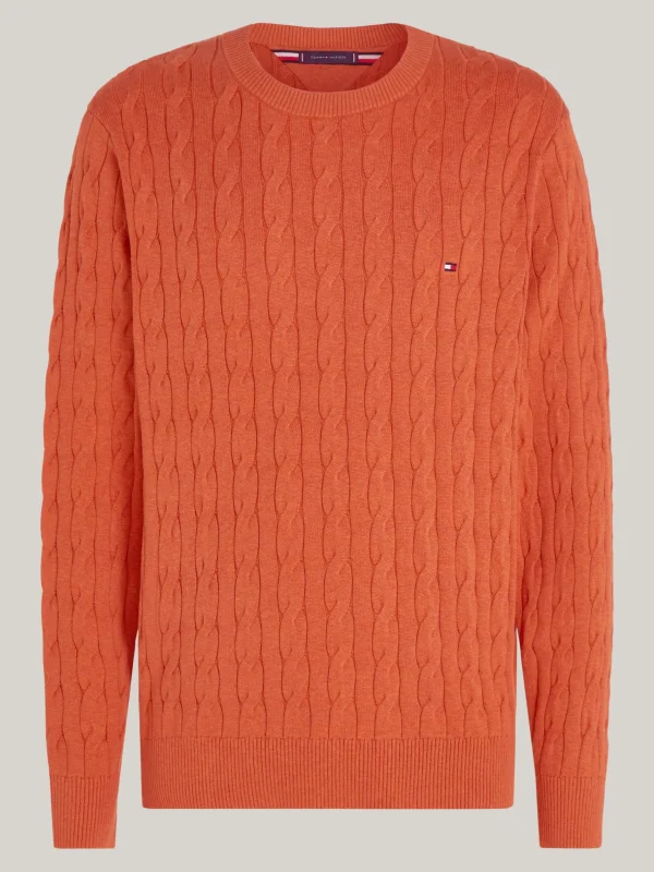 Tommy Hilfiger Rundhals-Pullover mit Zopfmuster ORANGE THUNDER HEATHER Shop
