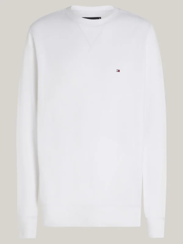 Tommy Hilfiger Rundhals-Sweatshirt aus Fleece WHITE Discount