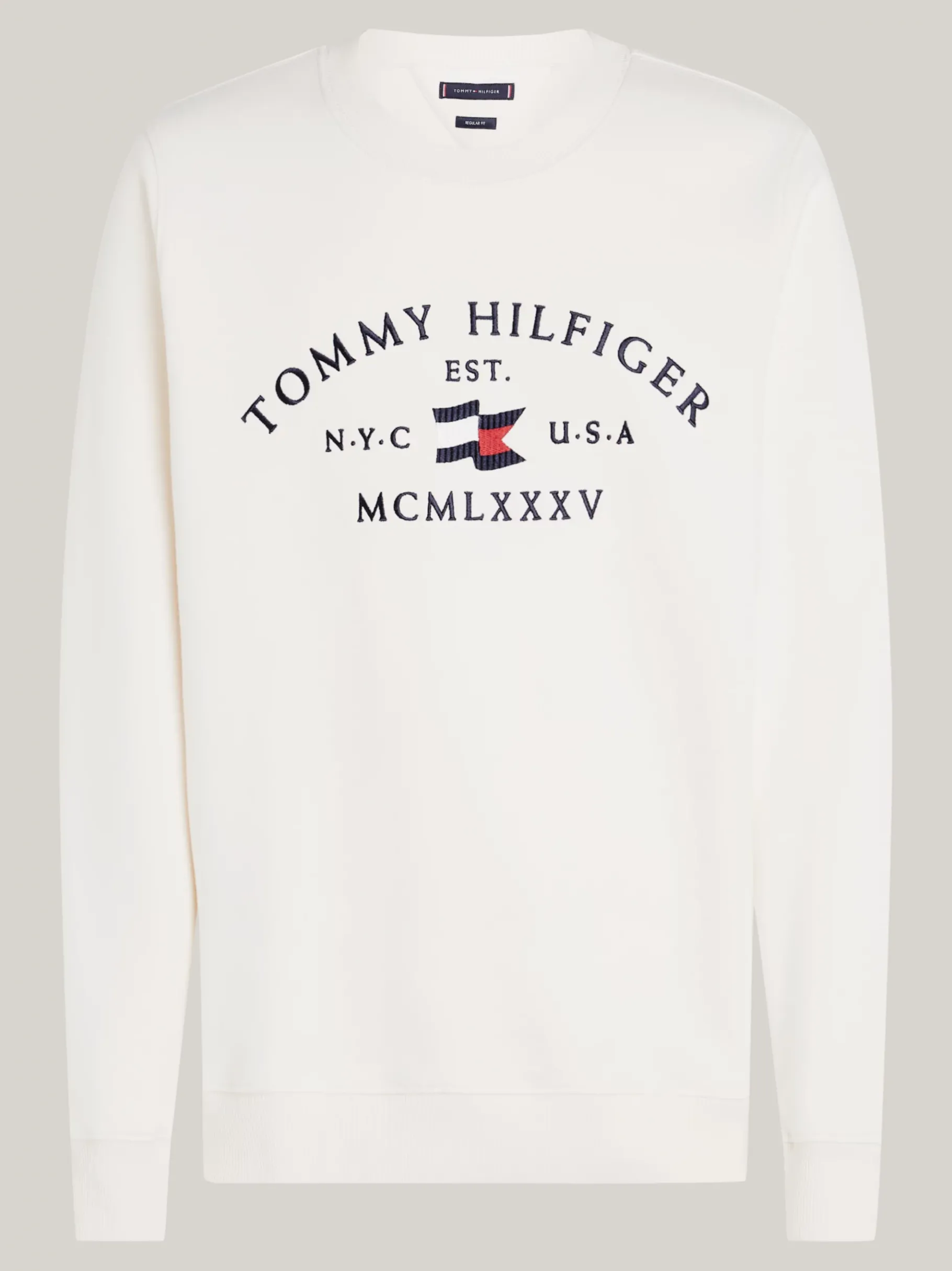 Tommy Hilfiger Rundhals-Sweatshirt mit aufgesticktem Logo IVORY PETAL Hot