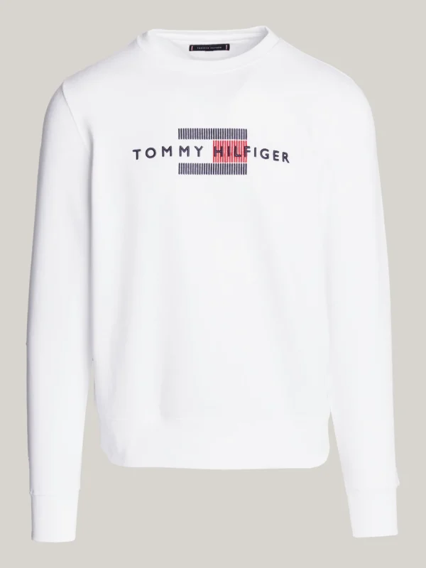Tommy Hilfiger Rundhals-Sweatshirt mit aufgesticktem Logo WHITE Best Sale