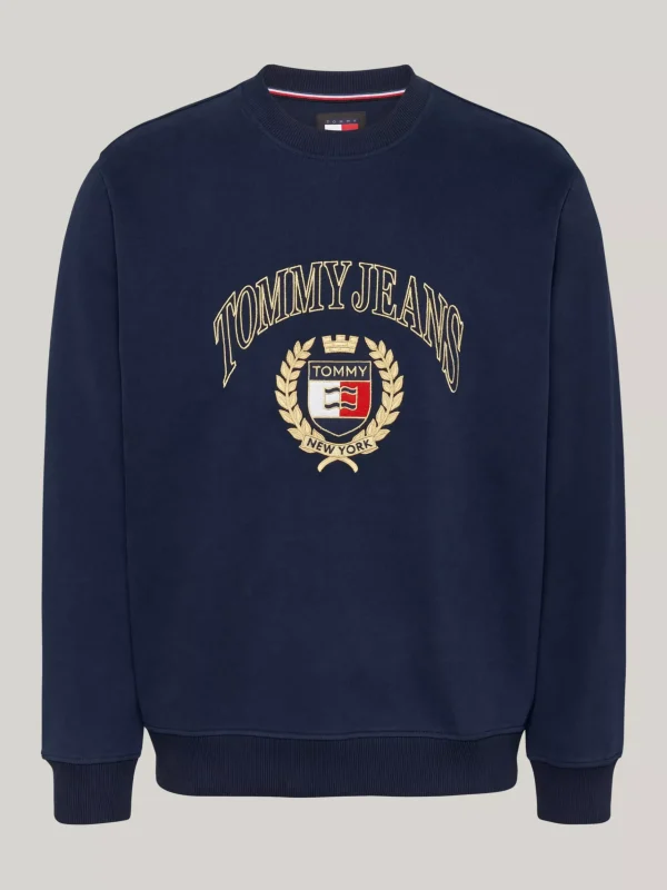 Tommy Hilfiger Rundhals-Sweatshirt mit aufgesticktem Logo DARK NIGHT NAVY Hot