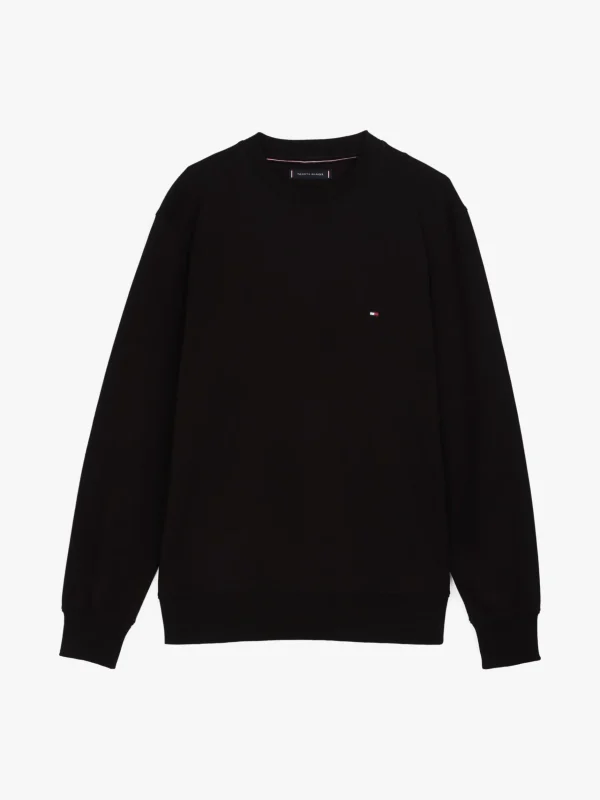 Tommy Hilfiger Rundhals-Sweatshirt mit Flag-Stickerei BLACK Fashion