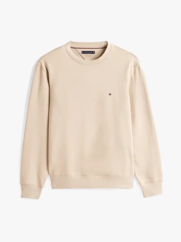 Tommy Hilfiger Rundhals-Sweatshirt mit Flag-Stickerei SANDALWOOD Cheap