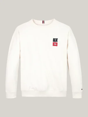 Tommy Hilfiger Rundhals-Sweatshirt mit Rücken-Logo ANCIENT WHITE Discount