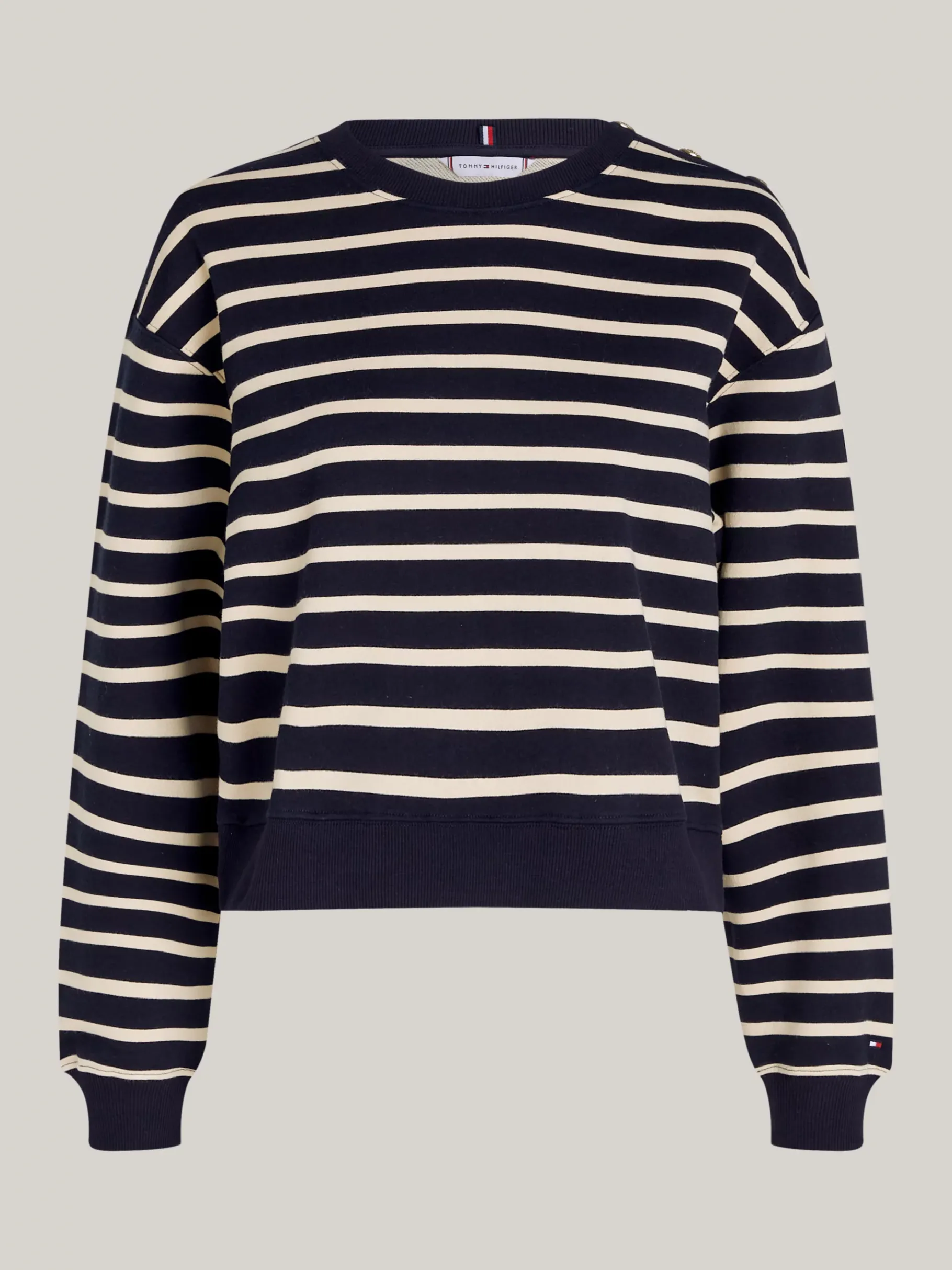 Tommy Hilfiger Rundhals-Sweatshirt mit Schulter-Knöpfen BRETON STP DESERT SKY/COUNTRY IVORY Online