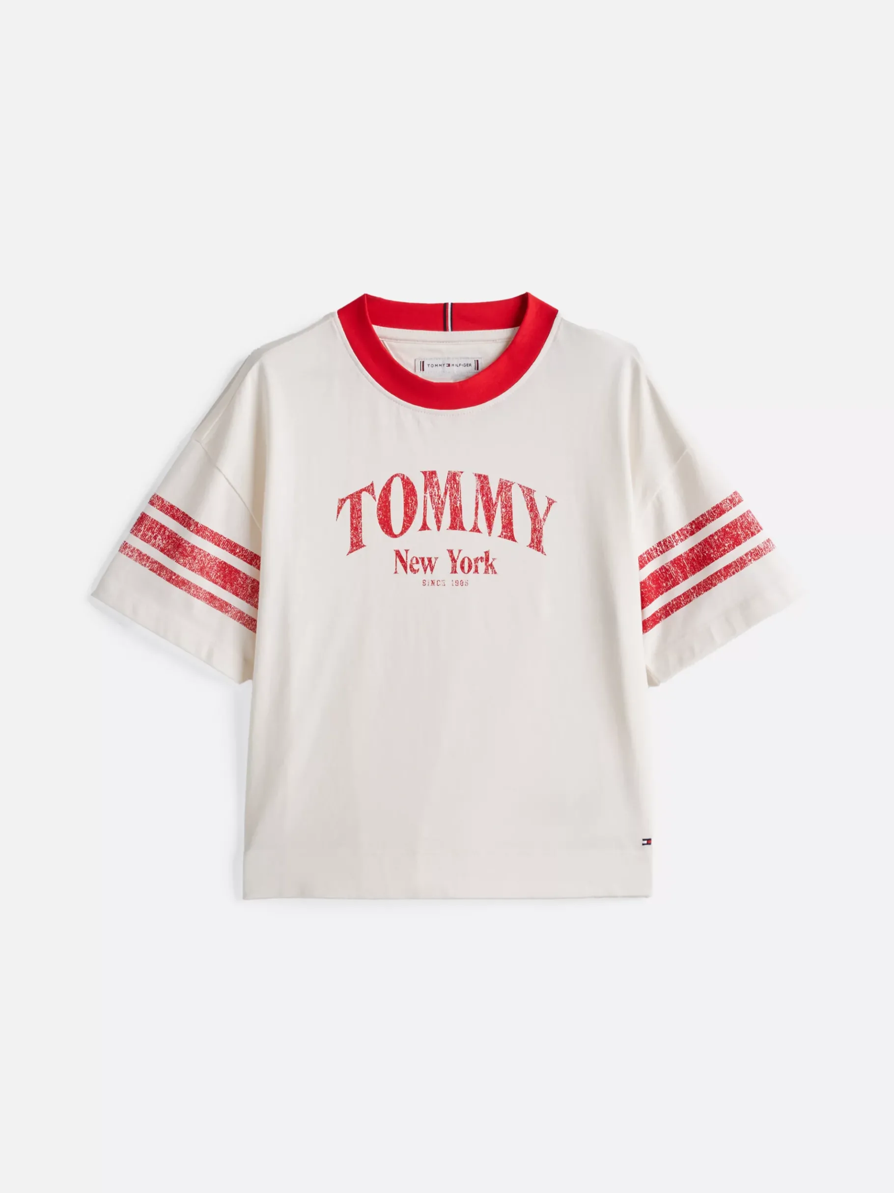 Tommy Hilfiger Rundhals-T-Shirt im Color Block-Design ANCIENT WHITE Hot