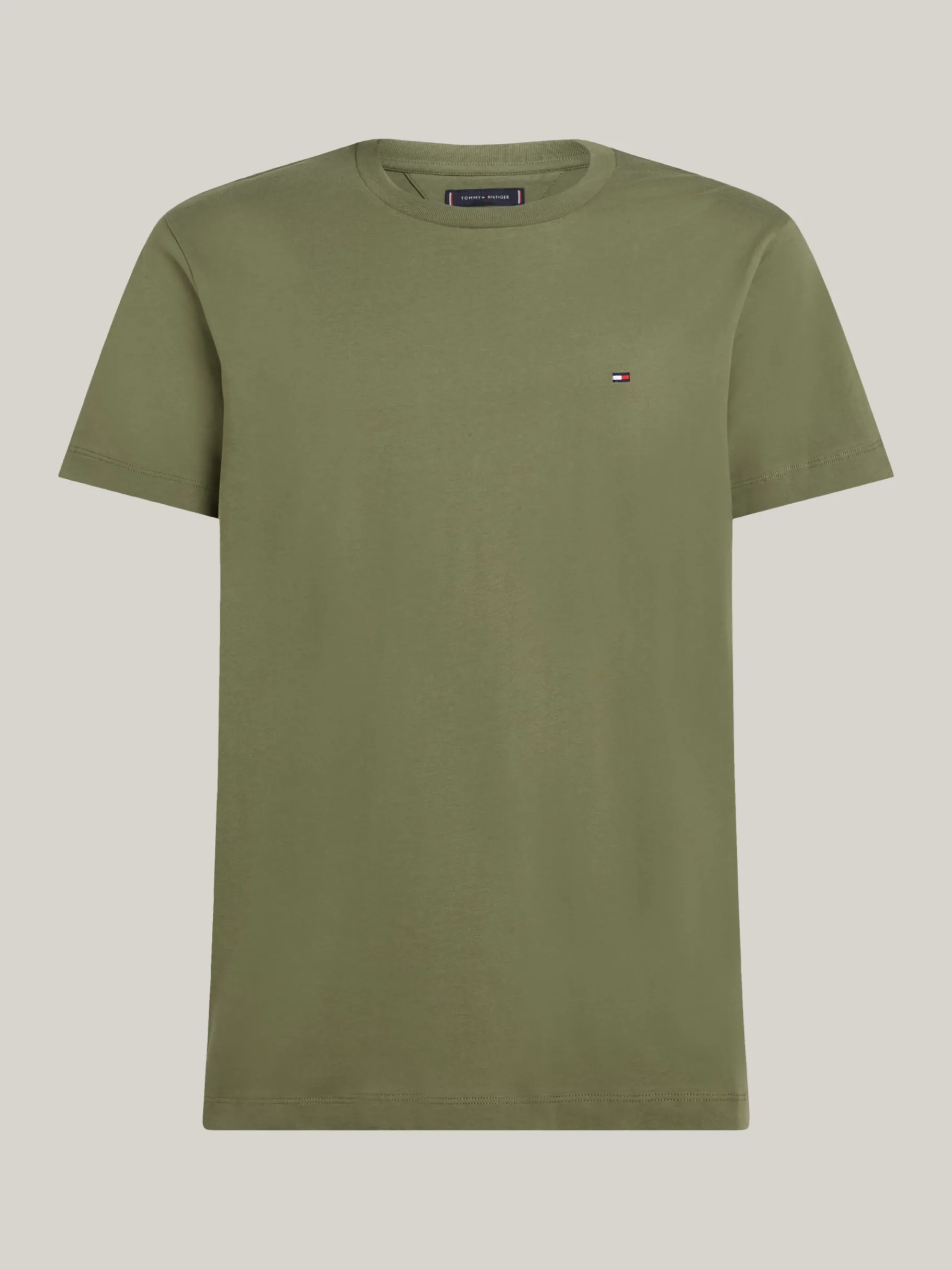 Tommy Hilfiger Rundhals-T-Shirt mit aufgestickter Flag BATTLE GREEN Sale