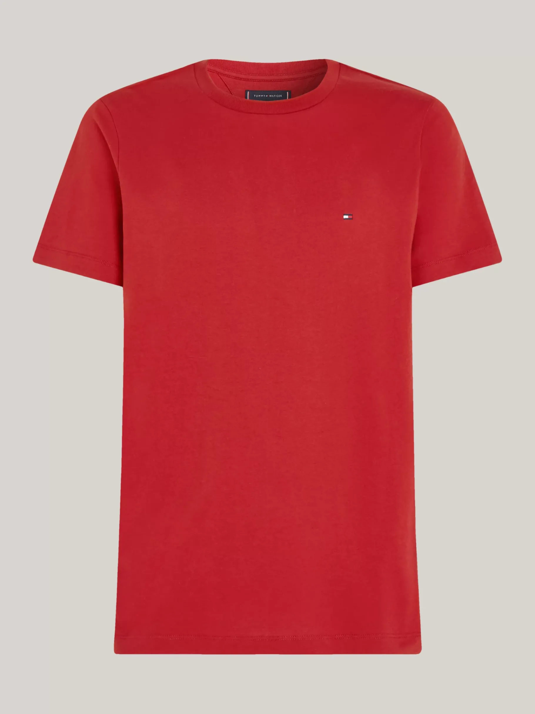 Tommy Hilfiger Rundhals-T-Shirt mit aufgestickter Flag DARK MAGMA Store