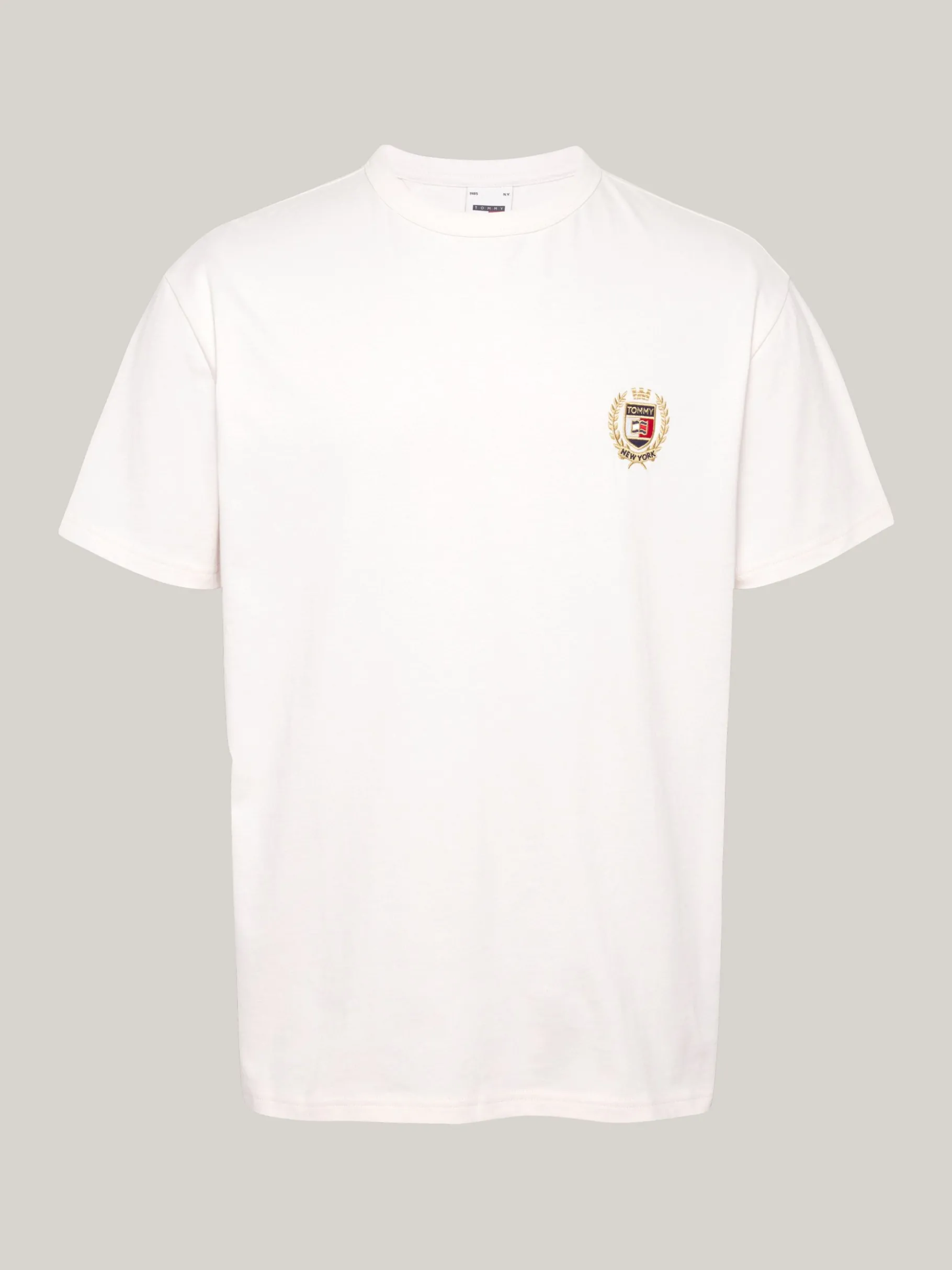 Tommy Hilfiger Rundhals-T-Shirt mit aufgesticktem Logo ANCIENT WHITE Outlet